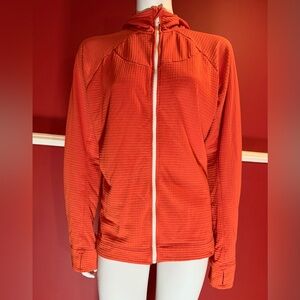 Mountain Equipment Co-op (MEC) orange Polar Tech power dry warm layer